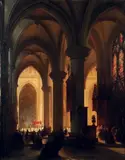 Intérieur d'église avec procession by Jules Victor Génisson, 1843, Toile, sold Dec 2012