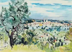 Saint Paul de Vence by Yves Brayer, Aquarelle sur papier, sold Dec 2012