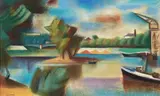 L'île Saint-Louis by Lhote André, Pastel sur papier marouflé sur toile, sold Dec 2012