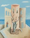Paesagio by René Paresce, 1931, Gouache sur papier cartonné, sold Apr 2023