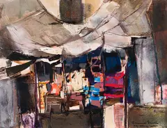 Street Scene by Frank Leonard Brooks, oil on board, sold Feb 2019