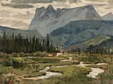 Headwaters of Fraser River, Yellowhead Pass, BC by Alan Caswell Collier, oil on board, sold Feb 2019