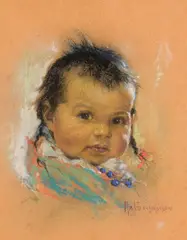 Papoose by Nicholas Raphael de Grandmaison, pastel on sandpaper, sold Jan 2019