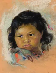Papoose by Nicholas Raphael de Grandmaison, pastel on sandpaper, sold Jan 2019