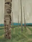 Rain at Kispiox by Alan Caswell Collier, 1974, oil on canvas board, sold Jan 2019