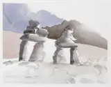 Inukshuit, Cape Dorset (03988) by Toni Onley, watercolour on paper, sold Jul 2019