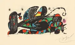Aus: „Texte von James Johnson Sweeney (auf Persisch) by Joan Miró, 1974, Farbradierung auf Velin, sold Jun 2012