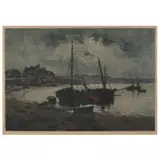 Harbor Scene by Manuel Robbe, Etching and aquatint, sold Oct 2022