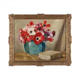 Still Life with Poppies and Book by Coba Ritsema, Oil on canvas laid on Masonite, sold Oct 2022
