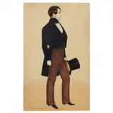 Portrait of a Man with Top Hat by William Morris Hunt, Watercolor and ink on paper, sold Oct 2022