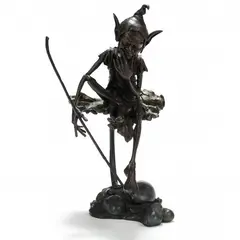 Pod Bronze "Hoblin" Garden Sculpture by Julian Jeffrey, Patinated cast bronze, sold Oct 2022