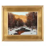Winter Reflections, Idledale, Colorado by David Ballew, Oil on linen laid on Masonite, sold Oct 2022