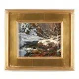 Stream Study, Winter by David Ballew, Oil on linen on Masonite panel, sold Oct 2022
