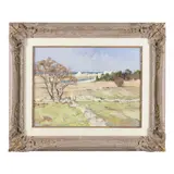 Landscape with Fence by Alice Mongeau, Oil on canvas, sold Oct 2022