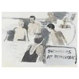 Swimmers at Benbrook by Maud Gatewood, Oil on paper, sold Oct 2022