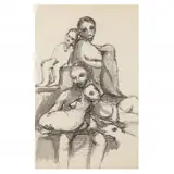 Untitled (pyramid of figures) by Robert Broderson, Ink on paper, sold Oct 2022