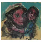 Untitled (two figures) by Robert Broderson, Mixed media on fiber board, sold Oct 2022