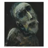 Untitled (head) by Robert Broderson, Mixed media on fabric, sold Oct 2022