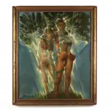 Adam & Eve by Carlyle Brown, Oil on canvas, sold Oct 2022
