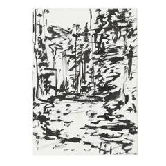 Teton Interior by Sandy Walker, Ink on paper, sold Oct 2022