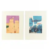 Kasbah and Jets (Two Works) by Julian Trevelyan, Etching and aquatint in colors, sold Oct 2022