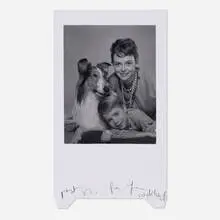 June Lockhard, Jon Provost and Lassie by Philippe Halsman, unique Polaroid Type 53 Polapan print, sold Aug 2025