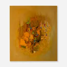 Autumn Landscape: Flower Garden by Ralph Rosenborg, 1969, oil on jute canvas, sold Aug 2025