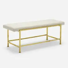 Bench, model 5429 by Edward Wormley, c. 1950, brass, upholstery, sold Jul 2022