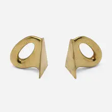 Bookends model 3530, pair by Carl Auböck, 1947, brass, plastic cording, sold Jul 2022