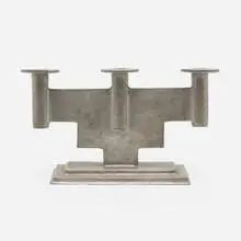 Candelabrum by Karl Raichle, c. 1930, pewter, sold Jul 2022