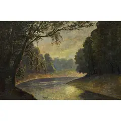 Untitled (Utah River Bend) by James Taylor Harwood, 1924, oil on canvas (laid down on masonite), sold Sep 2025
