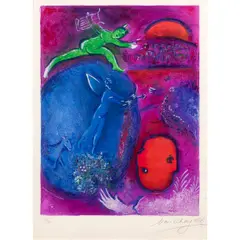 Songe de Lamon et de Dryas (from Daphnis and Chloe) by Marc Chagall, 1961, lithograph in colors on Arches paper, sold Sep 2025