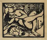 Schlafende Hirtin by Franz Marc, 1912, woodcut on Japan paper, sold Sep 2025