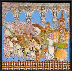 Untitled (Mounted Soldiers) by David Leonardo, 1997, oil on canvas, sold Sep 2025