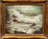 Crashing Waves by Kay Kettle, oil on canvas, sold Sep 2025