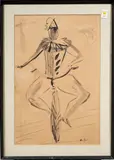 Untitled (Clown on Unicycle) by John Chin Young, watercolor, sold Sep 2025
