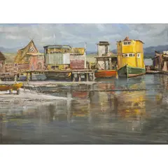 View of Sausalito by M. Seaman, oil on canvas, sold Sep 2025