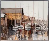 Harbor Scene by Albert Anderson Clymer, oil on masonite, sold Sep 2025