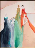 Untitled (Four Ladies) by Jane Annette Bazinet, 1980, watercolor, sold Sep 2025
