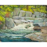 Untitled (Rushing Waters) by Vivyan Seward, oil on board, sold Sep 2025
