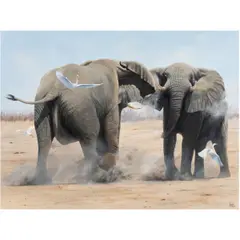 Elephants by Jonathan Truss, 2007, oil on canvas, sold Oct 2025