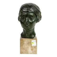 Caroline Poole by Ralph Stackpole, 1925, bronze sculpture on stone base, sold Oct 2025