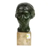 Caroline Poole by Ralph Stackpole, 1925, bronze sculpture on stone base, sold Oct 2025