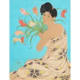 La Gerbe d'Anthurium by Paul Jacoulet, woodcut in colors, sold Oct 2025