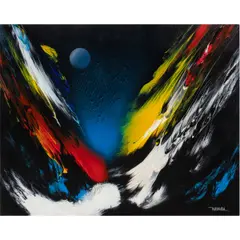 Fenix by Leonardo Neirman, 1996, acrylic on masonite, sold Oct 2025
