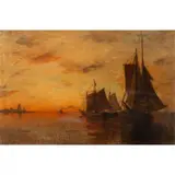 Sailboats at Sunset by Frank Knox Morton Rehn, oil on canvas, sold Oct 2025