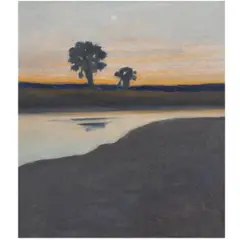 Untitled (Landscape with Palm Trees) by Mickey Williams, 1993, oil on board, sold Oct 2025
