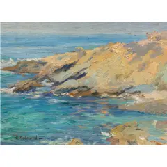 Untitled (Catalina Coast) by Granville Redmond, oil on panel, sold Oct 2025