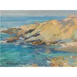 Untitled (Catalina Coast) by Granville Redmond, oil on panel, sold Oct 2025