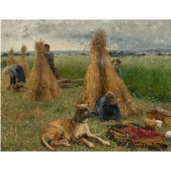 Untitled (Children and Dog in Field) by Évariste Carpentier, oil on canvas, sold Oct 2025